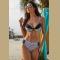 Black Colorblock Striped Bikini Swimsuit