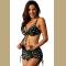 Polka Dot Print Drawstring Side Criss Strap Bikini Set