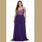 Purple Lace Bodice Hollow-out Plus Size Maxi Dress