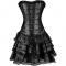 Black Women Layered Lace Up Bone Corsets Floral Corset Dress Women Bustier With Mini Skirt