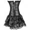 Black Women Layered Lace Up Bone Corsets Floral Corset Dress Women Bustier With Mini Skirt