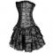 Black Women Layered Lace Up Bone Corsets Floral Corset Dress Women Bustier With Mini Skirt