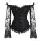 Women's Sexy Off Shoulder Lace Corset Princess Renaissance Corset with Long Sleeves 6 Colors