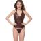 Retro Bustiers Corsets Women Zipper Brown Brocade Steampunk Corset Top with G String