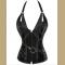 Ethnic Brown Women's Shapewear Solid Color Halter Neck Leather Up Training Corset
