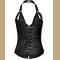 Ethnic Brown Women's Shapewear Solid Color Halter Neck Leather Up Training Corset