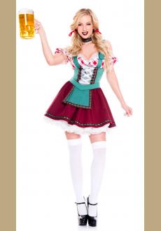 Womens Red Beer Maiden Dress Costume