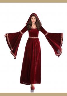 Velvet Long Dresses Women Halloween Party Cosplay Vampire Costume Retro Court Sorcerer Uniform Witch Costumes