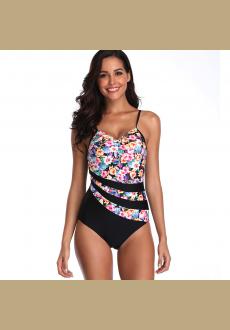 Plus Size Bikini Swimsuit for Women, Women's One Piece Bathing Suit Floral Cover up Ladies Padded Halter Monikini Beach 