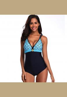 Ladies Swimming Costume Sexy Leopard V Neck One-Piece Monokini Tummy Control Swimwears Plus Size Bathing Suits Mesh Back