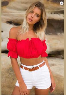 Women Ladies Clothing Off Shoulder Crop Tops Summer Frill Bandeau Tops Women Sexy Clothes T shirt