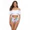 Womens Sexy Tankini Swimsuit,Two-Piece Flounce Ruffle Cami Swimwear Crop Top Hight Waisted Floral Print Beach Bottom