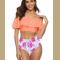 Womens Sexy Tankini Swimsuit,Two-Piece Flounce Ruffle Cami Swimwear Crop Top Hight Waisted Floral Print Beach Bottom