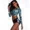 2019 Print Floral Two Piece Swimsuit Long Sleeve Swimwear Women Bathing Suit Retro Swimsuit Vintage Bandage Surfing Swim