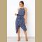 Womens Boho Polka-dot Tie Waist Irregular Cocktail Midi Dress Sleeveless Halter Neck Sexy Sundress