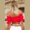 Women Ladies Clothing Off Shoulder Crop Tops Summer Frill Bandeau Tops Women Sexy Clothes T shirt