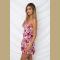 Womens Dresses Floral Backless Spaghetti Strap Leaf Print Bodycon Mini Dress