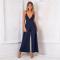 Women's Spaghetti Strap Deep V Backless Tie Back Wide Leg Jumpsuits