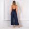 Women's Spaghetti Strap Deep V Backless Tie Back Wide Leg Jumpsuits