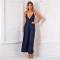 Women's Spaghetti Strap Deep V Backless Tie Back Wide Leg Jumpsuits