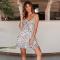 Spaghetti Strap Backless Leopard Printed Sleeveless Skater Dresses