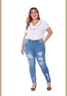 high rise skinny jeans destructed Denim