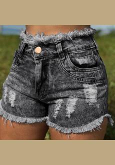 High Waist Broken Holes Chic Denim Shorts