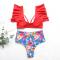 Red Summer Days Floral High Waist Swimsuit Set