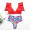 Red Summer Days Floral High Waist Swimsuit Set