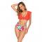 Rose Summer Days Floral High Waist Swimsuit Set