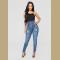 Ladies Ripped Jeans Plus Size Skinny High Waist Jeans Button Fly Curvy Long Big Hips Stretch Jean Tall Women Slim Shappi