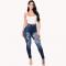 Women Slim Washed Ripped Hole Gradient Long Jeans Denim Sexy Regular Pants