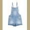 High Waisted Solid Denim Romper Shorts in Light Blue