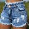 High Waist Broken Holes Chic Denim Shorts