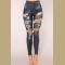 Women Sexy Skinny Jeans  Fashion Denim Hole Hollow Zipper Fly Tight Pencil Pants