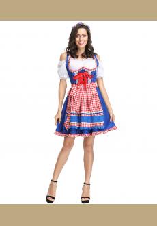 3ps Sexy Off-shoulder Bavarian Beer Girl Cosplay Mini Dress Adult Oktoberfest Costume