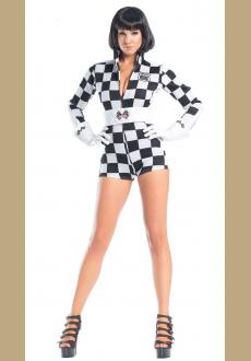 womens sexy checkered racer romper costume