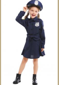 Children Police Costume Woman Uniform Girls Little Police Halloween Cosplay Costumes