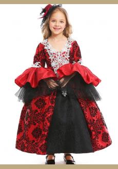 Halloween Red Girls Vampire Costumes XS-L Children Cosplay Carnival Dress Sexy Masquerade Cosplay Party Dress