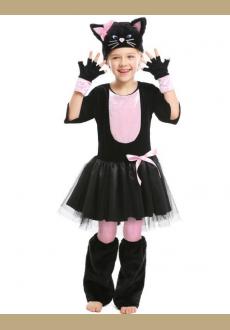 Pink Black Cat Dress Suit Halloween Carnival Party Cosplay Animal Costume