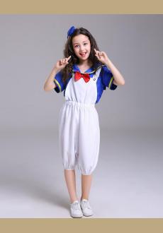 Sailor Children Dresses Cosplay Costume For Polyester Top Masquerade Head Pants