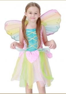 Pink Butterfly Fairytale Costume Dress with Matching Wings for Girls