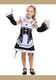 Black & White Cute Maid Costume Kids Sexy Cosplay Costumes Children Halloween Outfits Girl Fancy Dress Carnival Uniform