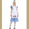 Adorable Blue and White Puff Sleeve Dress Wonderland Cosplay Costume with Poker Apron