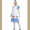 Adorable Blue and White Puff Sleeve Dress Wonderland Cosplay Costume with Poker Apron