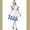 Adorable Blue and White Puff Sleeve Dress Wonderland Cosplay Costume with Poker Apron