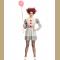 Women's Harlequin Scary Clown Puff Dress Halloween Costume