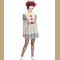 Women's Harlequin Scary Clown Puff Dress Halloween Costume