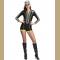 Sexy Racer Girl Check Print Long Sleeve Stretchy Bodysuit Cosplay Costume with Cap 