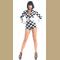 womens sexy checkered racer romper costume